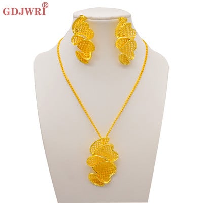 Divatos Dubai Arany színű ékszer készletek nőknek Divatos afrikai fülbevaló függő nyaklánc készlet esküvői partikhoz esküvői ajándékokhoz
