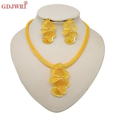 Divatos Dubai Arany színű ékszer készletek nőknek Divatos afrikai fülbevaló függő nyaklánc készlet esküvői partikhoz esküvői ajándékokhoz