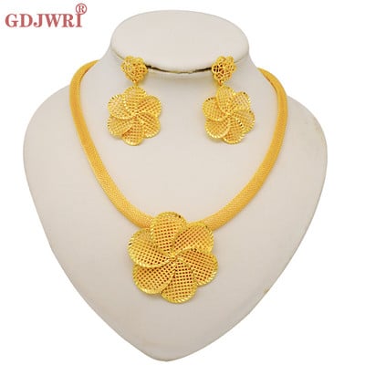 Divatos Dubai Arany színű ékszer készletek nőknek Divatos afrikai fülbevaló függő nyaklánc készlet esküvői partikhoz esküvői ajándékokhoz