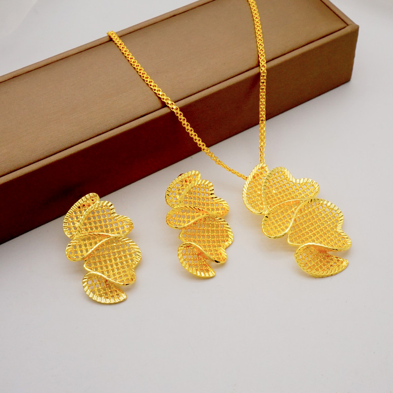 Divatos Dubai Arany színű ékszer készletek nőknek Divatos afrikai fülbevaló függő nyaklánc készlet esküvői partikhoz esküvői ajándékokhoz