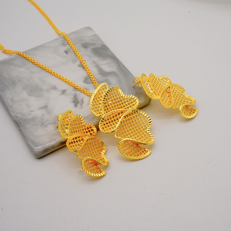 Divatos Dubai Arany színű ékszer készletek nőknek Divatos afrikai fülbevaló függő nyaklánc készlet esküvői partikhoz esküvői ajándékokhoz