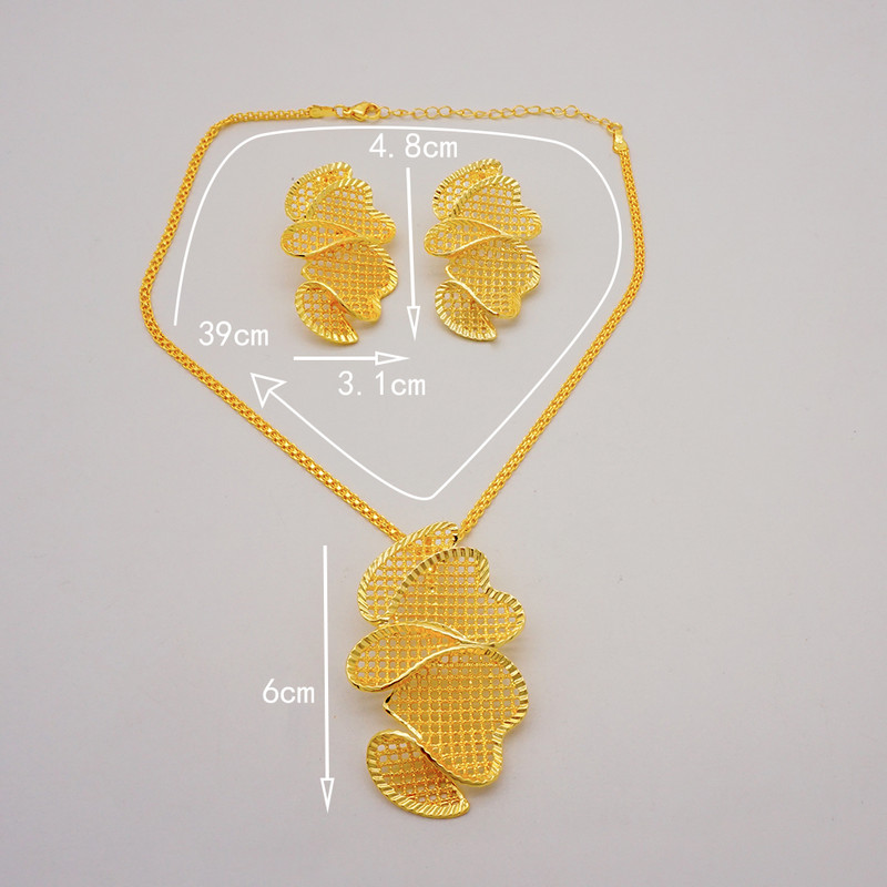 Divatos Dubai Arany színű ékszer készletek nőknek Divatos afrikai fülbevaló függő nyaklánc készlet esküvői partikhoz esküvői ajándékokhoz