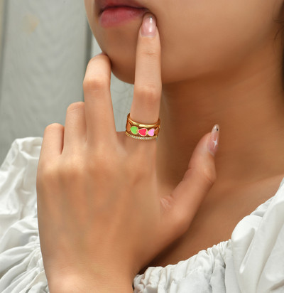 2022 m. INS spalvoti vaivorykštės madingi žiedai moterims, papuošalai pirštais, skaidrūs CZ spalvoti neoniniai emaliai, atviras, reguliuojamas kupolo žiedas