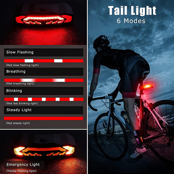 Camluxy Bike Мотоциклетна задна светлина Аларма Спирачна светлина с мигачи Клаксон Безжично водоустойчиво дистанционно управление Задна светлина на велосипед