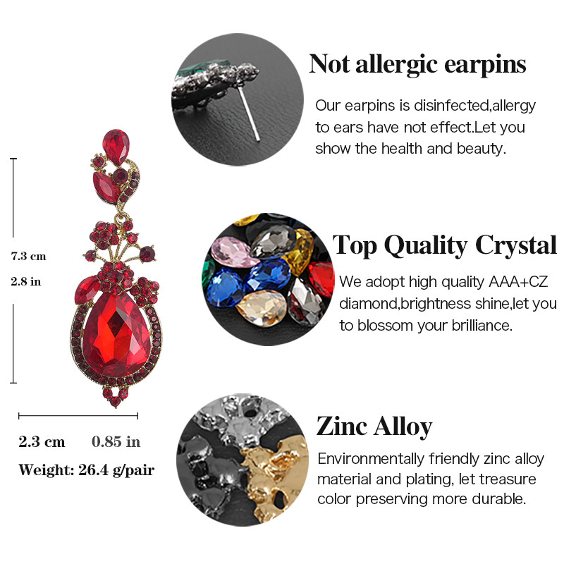 Veyofun Vintage Crystal Drop Earrings Парти Сватбени Етнически висящи обеци Модни бижута за жени Подарък Ново