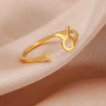 Skyrim ανοξείδωτα δαχτυλίδια Zodiac για γυναίκες 12 ζωδίων Ανοιχτό δαχτυλίδι Κριός Λέων Παρθένος Δίδυμοι Ζυγός Ιχθείς Σκορπιός Δώρο γενεθλίων