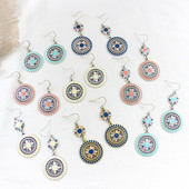 Bohemiški saulės gėlių auskarai Daugiaspalviai vaivorykštės gėlės Etniniai vėjo auskarai Moteriški paplūdimio vakarėlio atostogų mados dovanos