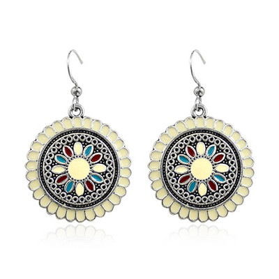 Bohemiški saulės gėlių auskarai Daugiaspalviai vaivorykštės gėlės Etniniai vėjo auskarai Moteriški paplūdimio vakarėlio atostogų mados dovanos