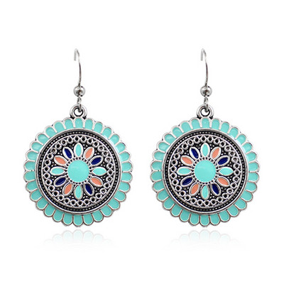 Bohemiški saulės gėlių auskarai Daugiaspalviai vaivorykštės gėlės Etniniai vėjo auskarai Moteriški paplūdimio vakarėlio atostogų mados dovanos