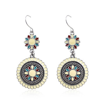 Bohemiški saulės gėlių auskarai Daugiaspalviai vaivorykštės gėlės Etniniai vėjo auskarai Moteriški paplūdimio vakarėlio atostogų mados dovanos