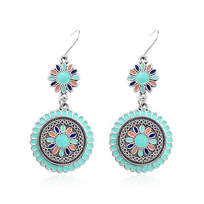 Bohemiški saulės gėlių auskarai Daugiaspalviai vaivorykštės gėlės Etniniai vėjo auskarai Moteriški paplūdimio vakarėlio atostogų mados dovanos