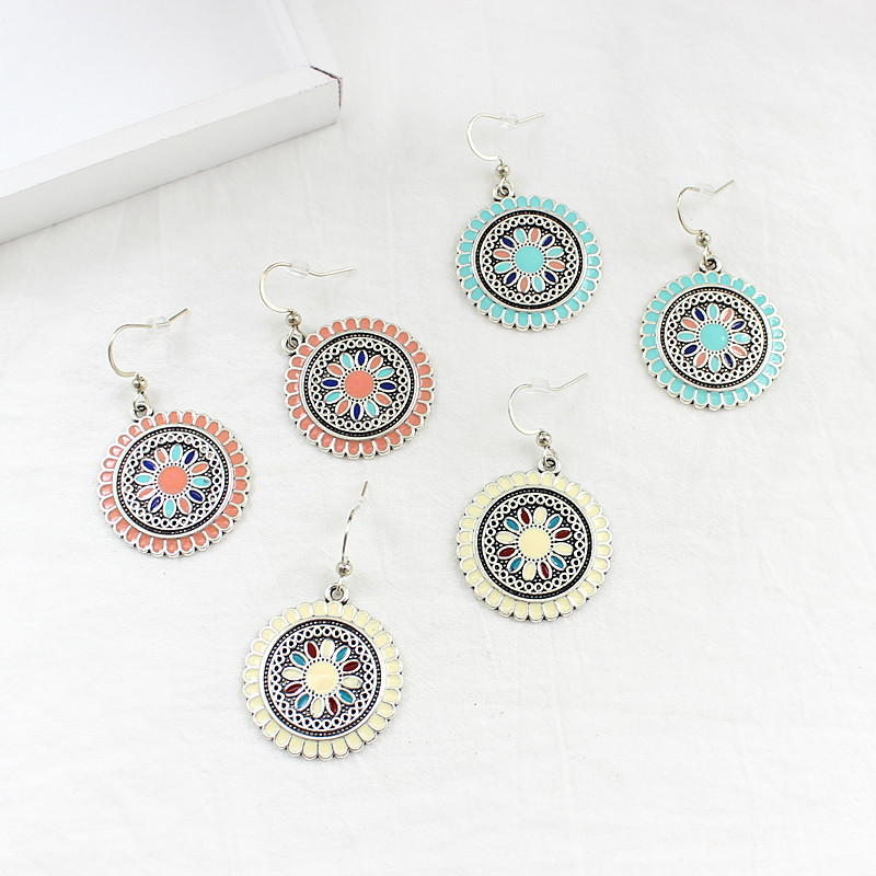 Bohemiški saulės gėlių auskarai Daugiaspalviai vaivorykštės gėlės Etniniai vėjo auskarai Moteriški paplūdimio vakarėlio atostogų mados dovanos