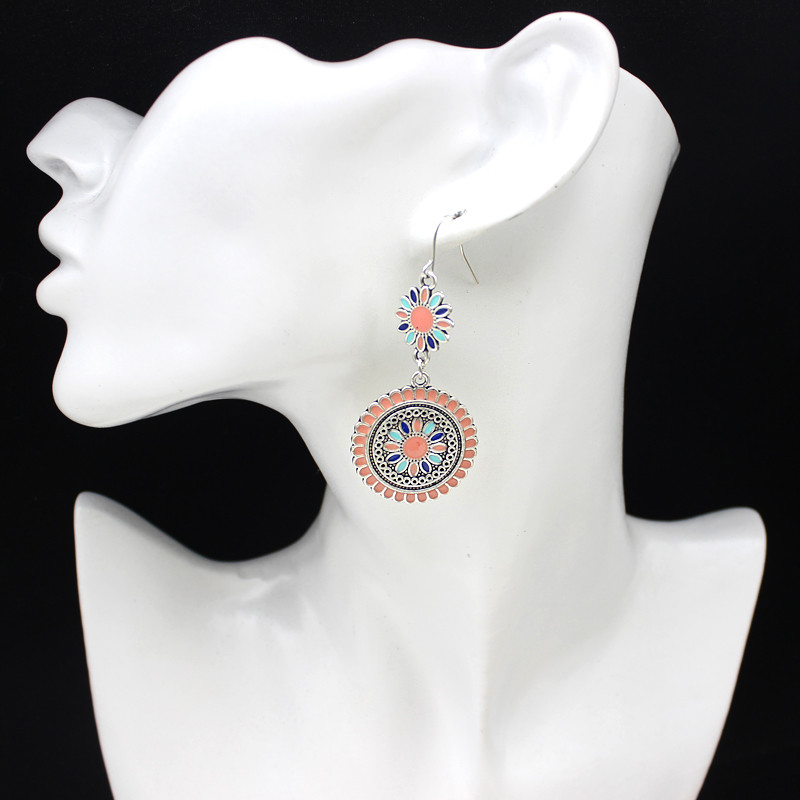 Bohemiški saulės gėlių auskarai Daugiaspalviai vaivorykštės gėlės Etniniai vėjo auskarai Moteriški paplūdimio vakarėlio atostogų mados dovanos