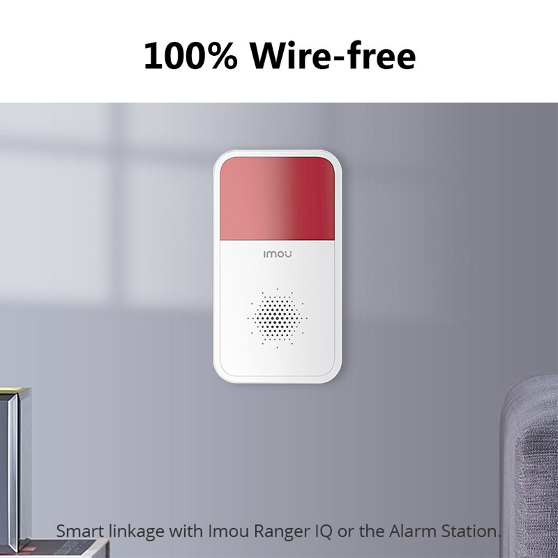 Dahua imou Sirenă stroboscopică inteligentă fără fir Sunet Bliț Lumină Alarma de interior cu baterie de litiu 433Mhz pentru sistem de alarmă de securitate la domiciliu