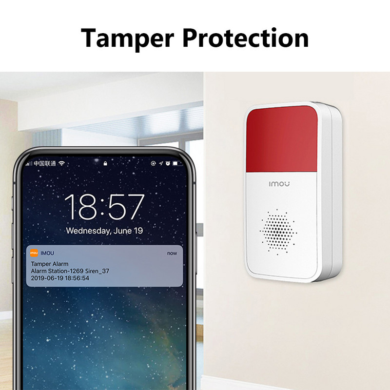 Dahua imou Sirenă stroboscopică inteligentă fără fir Sunet Bliț Lumină Alarma de interior cu baterie de litiu 433Mhz pentru sistem de alarmă de securitate la domiciliu