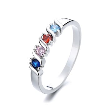 Луксозни многоцветни пръстени с циркон за жени Eternity Promise CZ Crystal Finger Ring Годежни сватбени бижута Гореща разпродажба Любовен подарък