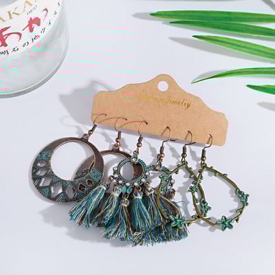 Vintažiniai čigonų bronziniai auskarai, moteriški žavūs etniniai apvalūs auskarai, gėlė, kabantys auskarai, pareiškimai, papuošalai