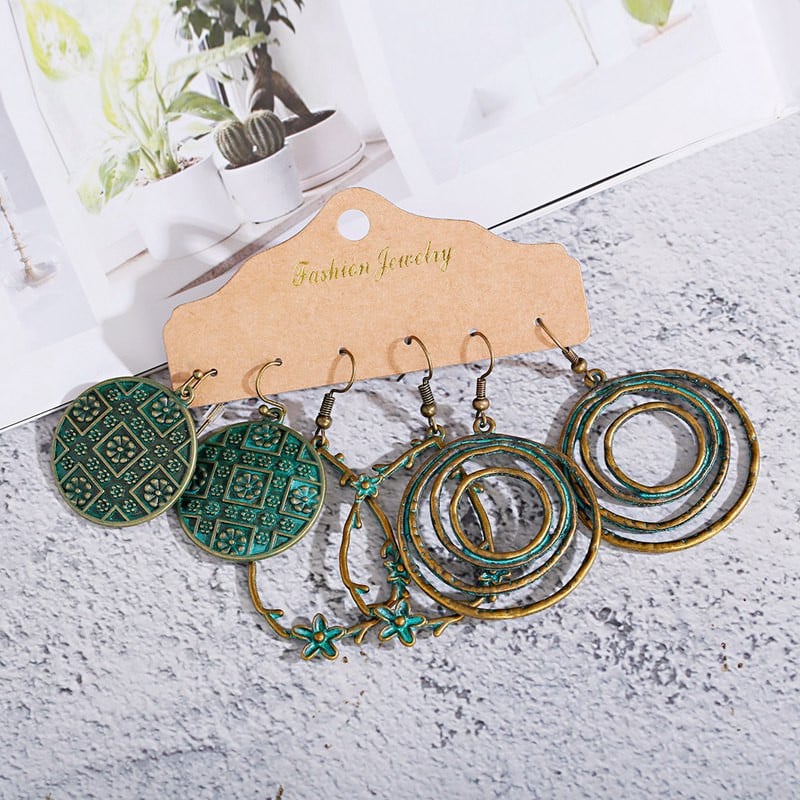 Vintažiniai čigonų bronziniai auskarai, moteriški žavūs etniniai apvalūs auskarai, gėlė, kabantys auskarai, pareiškimai, papuošalai