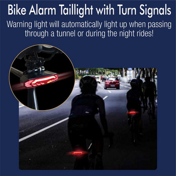 Аларма за велосипед против кражба Аларма за задна светлина за велосипед USB акумулаторна LED водоустойчива задна светлина Автоматична индукционна лампа за велосипед Комплект аларма