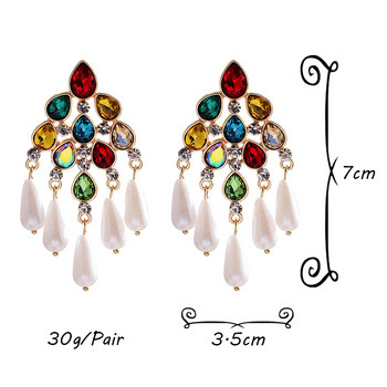 Нови стилове Цветни кристални перли Висящи капкови обеци Висококачествени метални бижута Аксесоари за жени на едро
