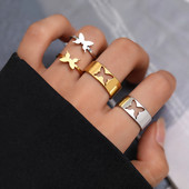 Пръстени от неръждаема стомана Винтидж деликатна пеперуда звезда детелина сърце любовник пръстен за двойка за жени бижута приятелство сватбени подаръци