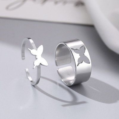 Пръстени от неръждаема стомана Винтидж деликатна пеперуда звезда детелина сърце любовник пръстен за двойка за жени бижута приятелство сватбени подаръци