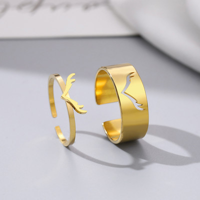 Пръстени от неръждаема стомана Винтидж деликатна пеперуда звезда детелина сърце любовник пръстен за двойка за жени бижута приятелство сватбени подаръци