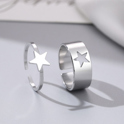 Пръстени от неръждаема стомана Винтидж деликатна пеперуда звезда детелина сърце любовник пръстен за двойка за жени бижута приятелство сватбени подаръци