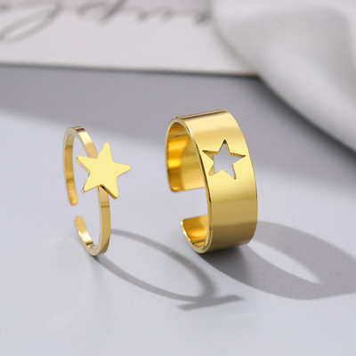 Пръстени от неръждаема стомана Винтидж деликатна пеперуда звезда детелина сърце любовник пръстен за двойка за жени бижута приятелство сватбени подаръци