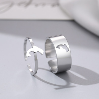 Пръстени от неръждаема стомана Винтидж деликатна пеперуда звезда детелина сърце любовник пръстен за двойка за жени бижута приятелство сватбени подаръци