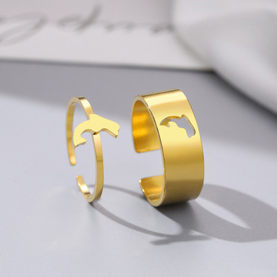 Пръстени от неръждаема стомана Винтидж деликатна пеперуда звезда детелина сърце любовник пръстен за двойка за жени бижута приятелство сватбени подаръци