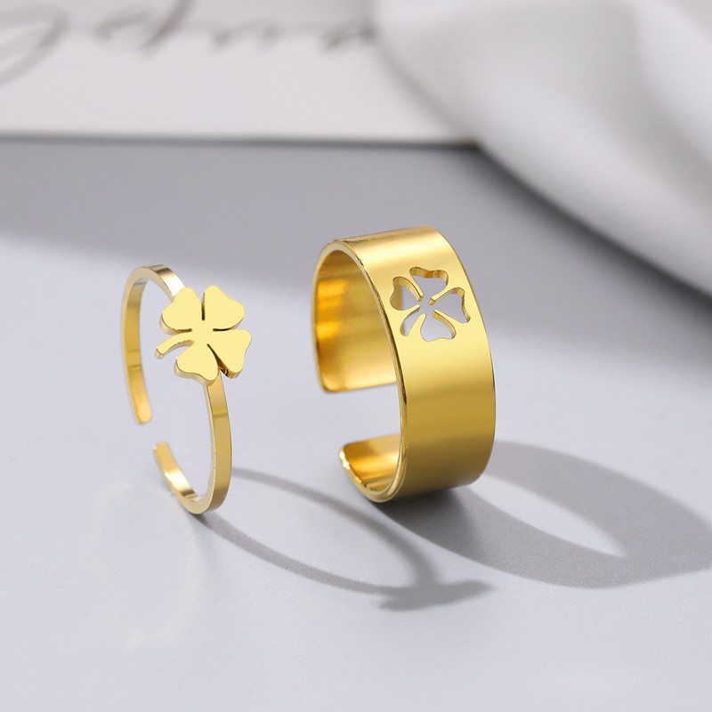 Пръстени от неръждаема стомана Винтидж деликатна пеперуда звезда детелина сърце любовник пръстен за двойка за жени бижута приятелство сватбени подаръци