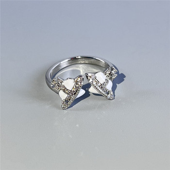 Νέο σχέδιο μόδας μάρκας Double Planet Rings Sparkly Crystal Rings Saturn Δώρο Γαμήλια κοσμήματα για γυναίκες