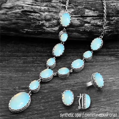 Senoviniai natūralūs Lapis Lazuli karoliai, žiedai, auskarai