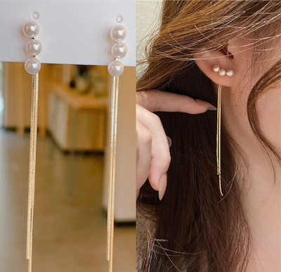 Нови винтидж златни цветни обеци с пискюли с дълга нишка и капки за жени Геометрични корейски модни луксозни Pendientes Парти бижута Aros