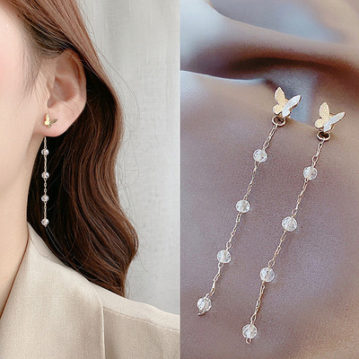 Нови винтидж златни цветни обеци с пискюли с дълга нишка и капки за жени Геометрични корейски модни луксозни Pendientes Парти бижута Aros