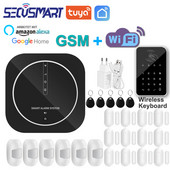 Tuya WiFi GSM mājas apzagšanas drošības signalizācijas sistēma skārienpaliktnis melns paroles tastatūra durvju sensors Smart Life APP Alexa Google Home