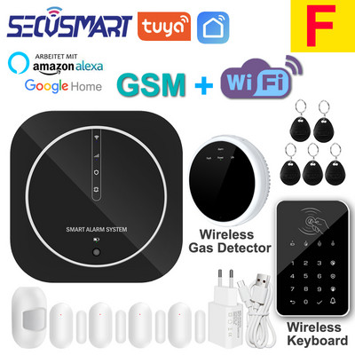 Tuya WiFi GSM mājas apzagšanas drošības signalizācijas sistēma skārienpaliktnis melns paroles tastatūra durvju sensors Smart Life APP Alexa Google Home
