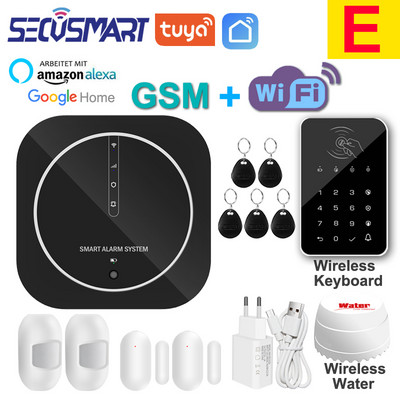 Tuya WiFi GSM mājas apzagšanas drošības signalizācijas sistēma skārienpaliktnis melns paroles tastatūra durvju sensors Smart Life APP Alexa Google Home