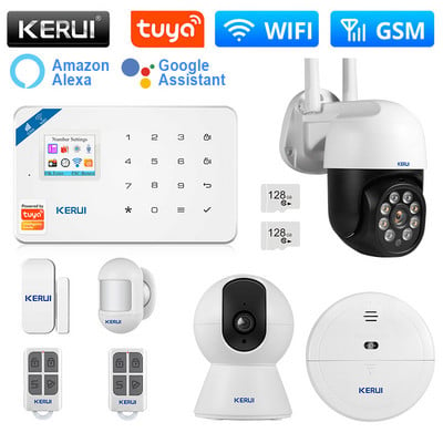 Sistem de alarmă KERUI W181 Kit de alarmă WIFI GSM pentru casă inteligentă Tuya Smart Support Detector de senzori de mișcare Alexa Sirenă fără fir