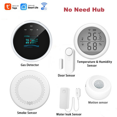Προσωπικά κιτ ασφαλείας Tuya Control Wifi Ανιχνευτής πυρκαγιάς καπνού αερίου Διαρροή νερού Θερμοκρασία Συναγερμός κίνησης Διακόπτης αισθητήρα κίνησης