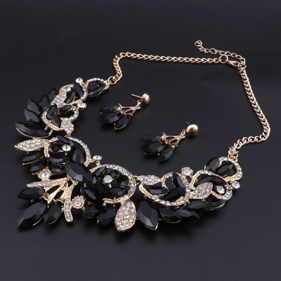 OEOEOS Red Crystal Statement karolių auskarų rinkinys aukso spalvos papuošalų rinkiniai Indijos vestuvių vestuvių papuošalai moterims