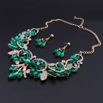 OEOEOS Red Crystal Statement karolių auskarų rinkinys aukso spalvos papuošalų rinkiniai Indijos vestuvių vestuvių papuošalai moterims