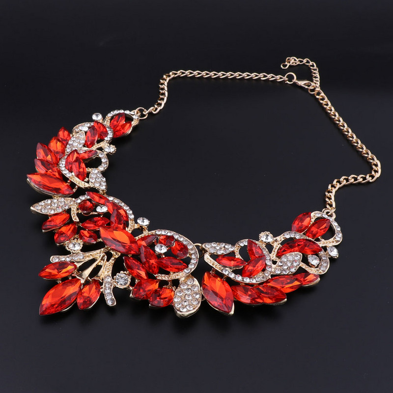 OEOEOS Red Crystal Statement karolių auskarų rinkinys aukso spalvos papuošalų rinkiniai Indijos vestuvių vestuvių papuošalai moterims