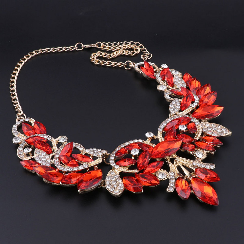 OEOEOS Red Crystal Statement karolių auskarų rinkinys aukso spalvos papuošalų rinkiniai Indijos vestuvių vestuvių papuošalai moterims