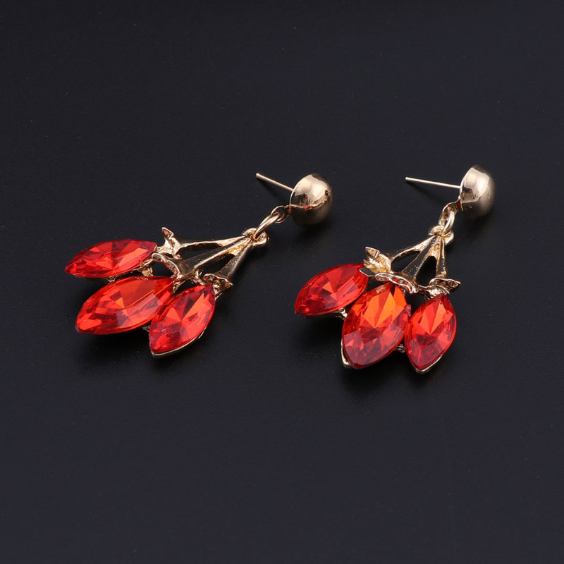 OEOEOS Red Crystal Statement karolių auskarų rinkinys aukso spalvos papuošalų rinkiniai Indijos vestuvių vestuvių papuošalai moterims