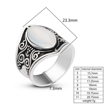 Винтидж сребърен пръстен с голям камък за жени Модни бохемски бохо бижута 2020 г. Нови горещи