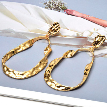 Търговия на едро с висококачествени дълги метални висящи висящи обеци в златист цвят Изявление Модни продаващи бижута Аксесоари за жени