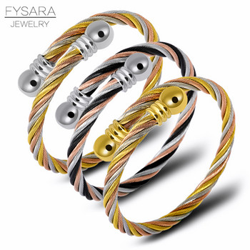 FYSARA Twist Wire Cable Комплект бижута Двойка Гривни Пръстен Многоцветен пръстен от титаниева стомана Гривна Ретро комплект бижута Персонализиран