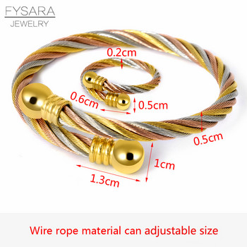 FYSARA Twist Wire Cable Комплект бижута Двойка Гривни Пръстен Многоцветен пръстен от титаниева стомана Гривна Ретро комплект бижута Персонализиран